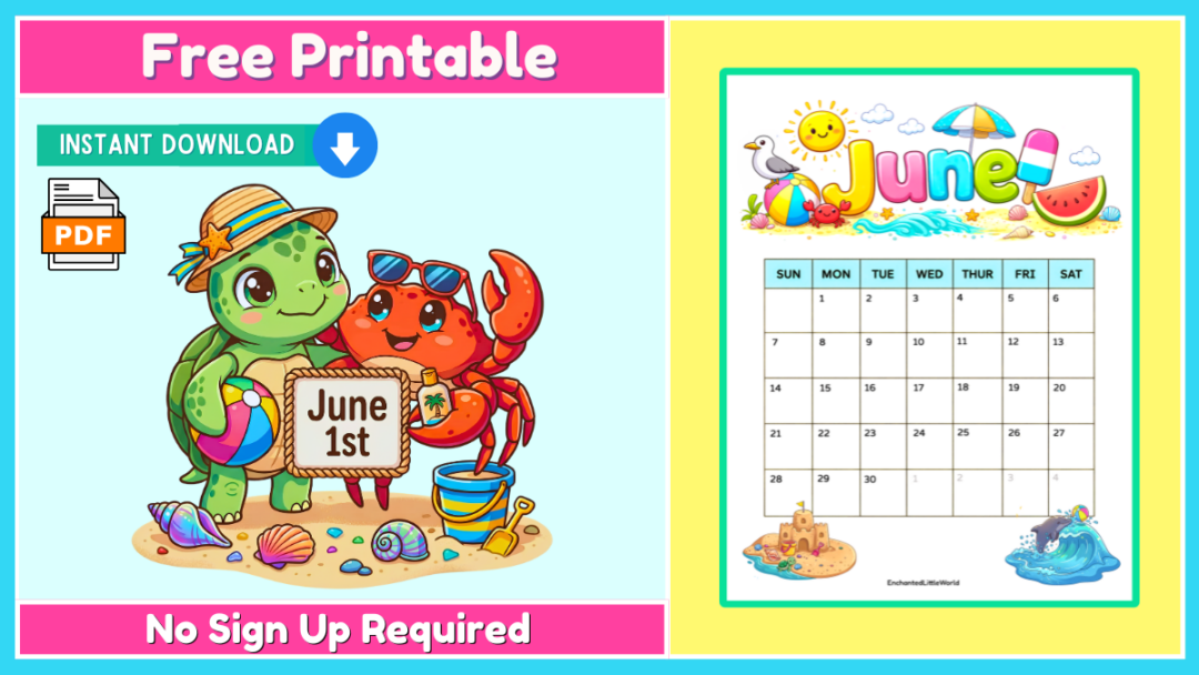 Free Blank June 2026 Calendar For Kids