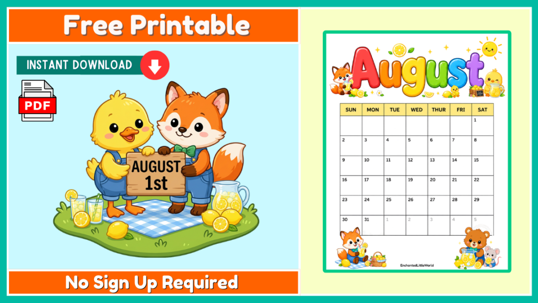 Free Blank 2026 August Calendar