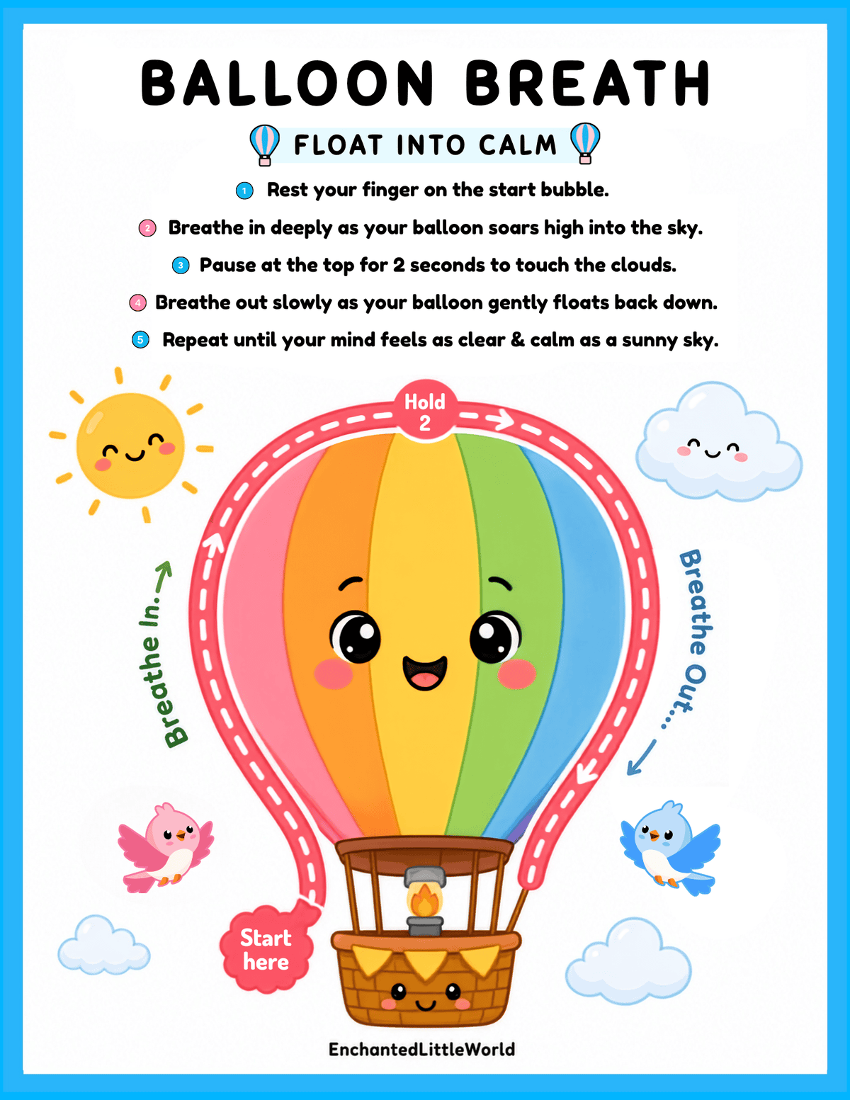 free-printable-balloon-breathing-exercise-for-kids β’ Enchanted Little World A free printable nature breathing exercise titled "Grow A Seed Breath" featuring a cute illustrated seedling and a circular breathing path for kids to follow.