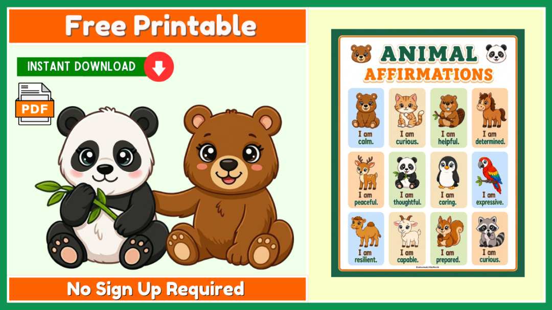 Free Printable Animal Affirmations Poster 2