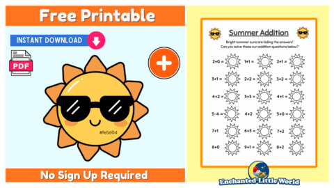 Free Summer Addition Worksheet
