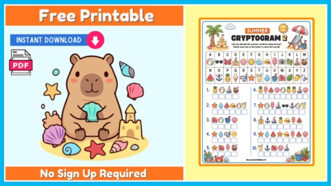 Free Printable Summer Cryptogram 2