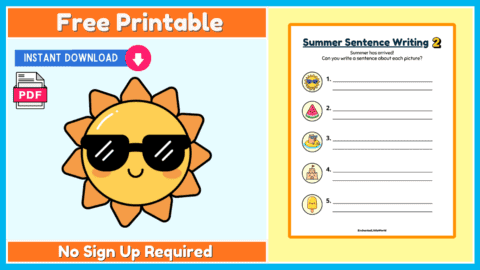 Free Summer Sentence Worksheet 2