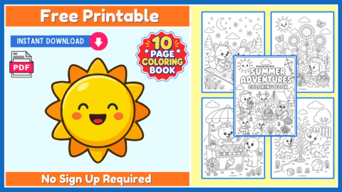 Free Summer Animals Coloring Book