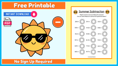 Free Summer Subtraction Activity 2