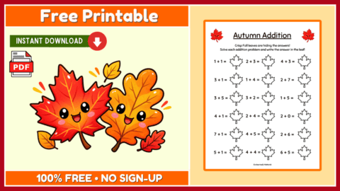 Free Autumn Addition Worksheet