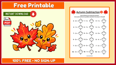 Free Autumn Subtraction 2
