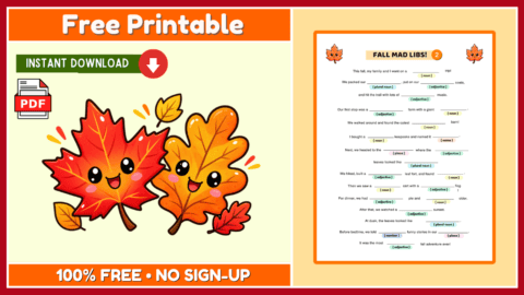 Free Fall Mad Libs For Kids 2