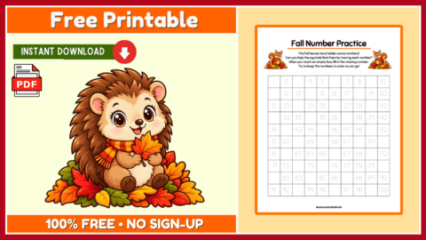 Free Fall Number Practice Worksheet