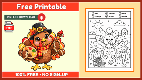 Free Thanksgiving Color By Number 4