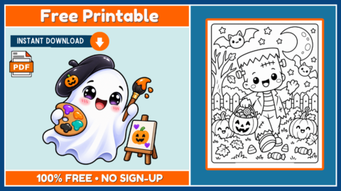 Free Halloween Coloring Page 1