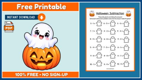 Free Halloween Subtraction Practice