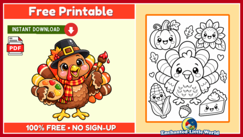 Free Kawaii Thanksgiving Coloring